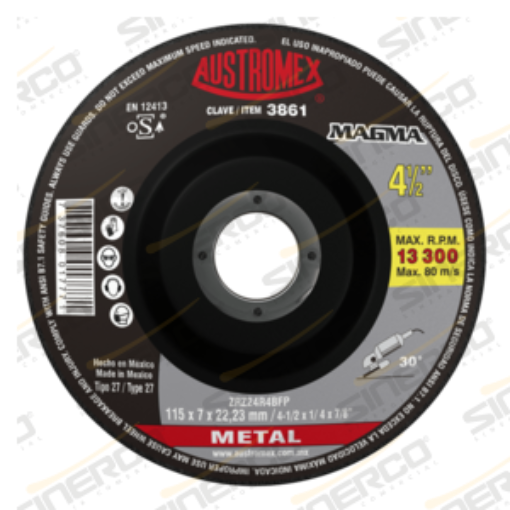 Imagen de DISCO C/CENTRO DEPRIMIDO P/DESBASTE METAL 4-1/2