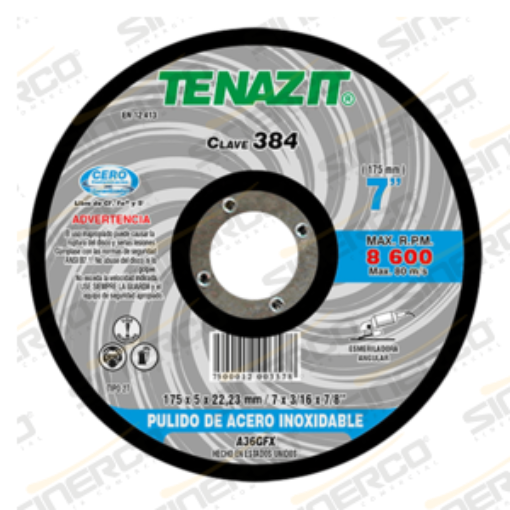 Imagen de 384 DISCO DESBASTE TENAZIT 7X3/16X7/8"